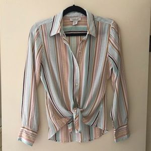 Rachel Zoe colorful striped button down blouse